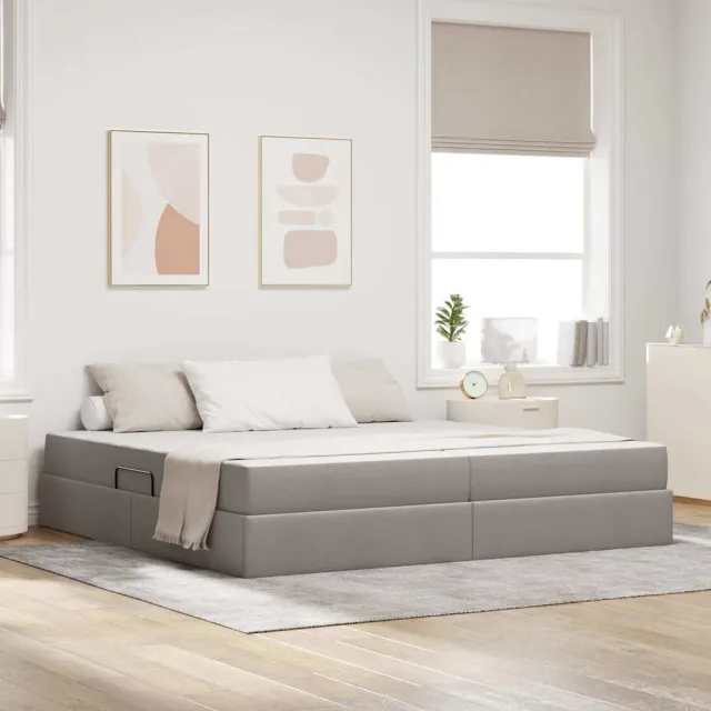 vidaXL Opbergbed met matras met opslag Taupe 200 x 200 cm Polyester