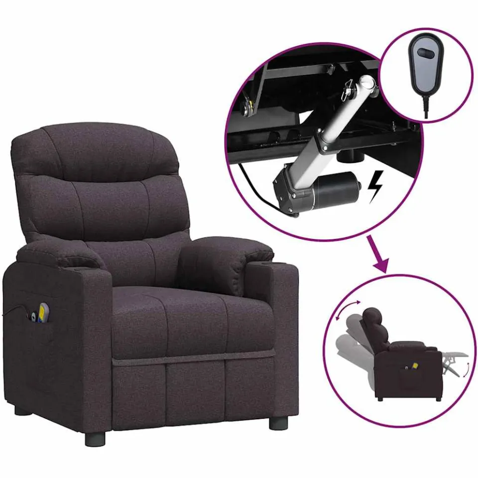 vidaXL Massagestoel elektrisch verstelbaar stof donkerbruin bruin, foto 4