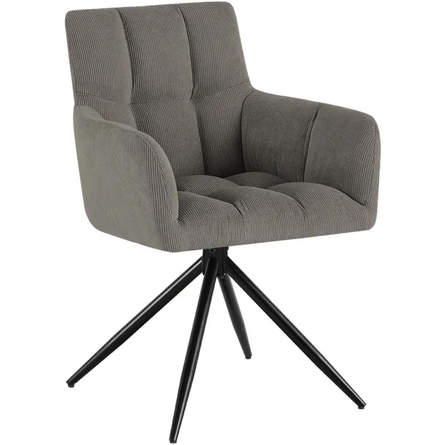 CLP Jonah Eetkamerstoel Jonah - 180° Draaibaar - Armleuningen - Cord - Ribstof/taupe