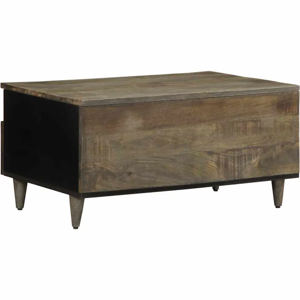 vidaXL Salontafel 80x54x40 cm massief mangohout lichtgrijs grijs, foto 4