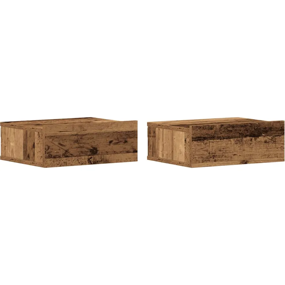 vidaXL Nachtkastjes 2 st zwevend 40x32x15 cm bewerkt hout oud hout Bruin