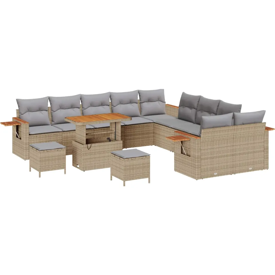 vidaXL Tuinbankenset 13 st Beige poly rattan