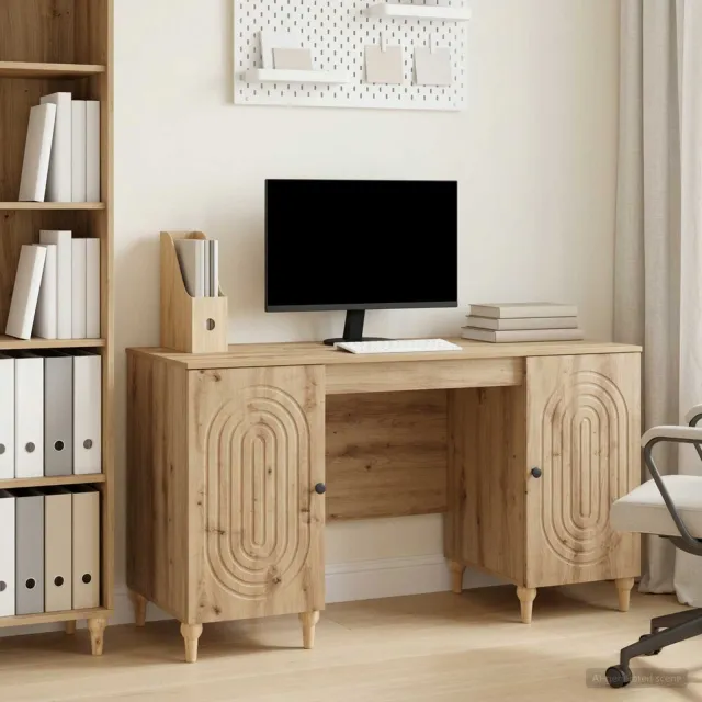vidaXL Bureau Artisanaal eiken 142,5 x 50 x 75 cm Bewerkt hout Bruin