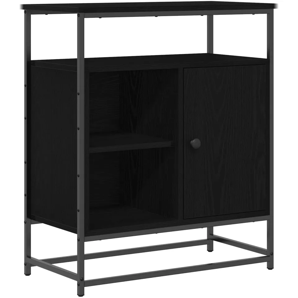 vidaXL Dressoir Zwart Eiken 69 x 35 x 80 cm Bewerkt hout, foto 3