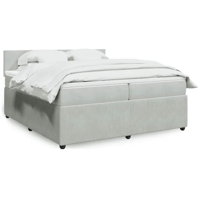 vidaXL Boxspring met matras fluweel lichtgrijs 200x200 cm grijs