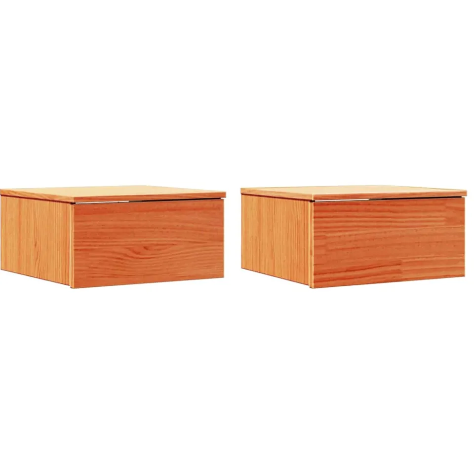 vidaXL Nachtkastje 2 st Wasbruin 37 x 35 x 18,5 cm Massief grenenhout