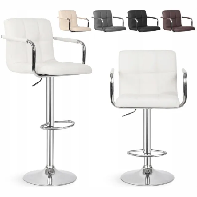 Miadomodo Set van 2 Witte Barstoelen Kunstleer 83 cm - Verstelbaar & Draaibaar White