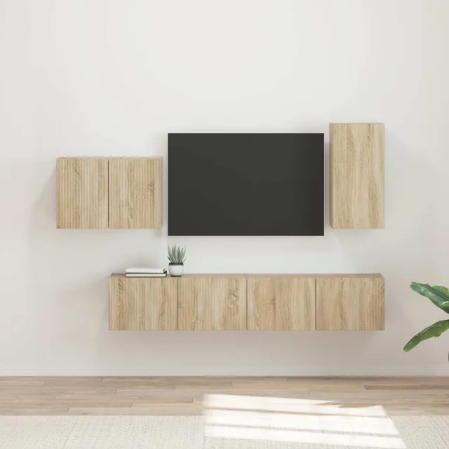 vidaXL TV Wandkast Set 4 st Sonoma Eiken Bewerkt hout, foto 2