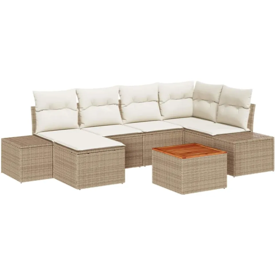 vidaXL Tuin Sofa Set 7 st Beige en wit