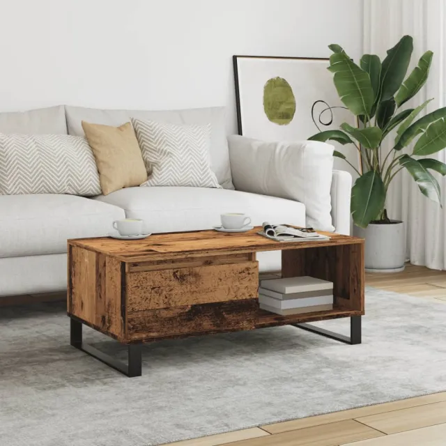vidaXL Salontafel 90x50x36,5 cm bewerkt hout oud houtkleurig Bruin