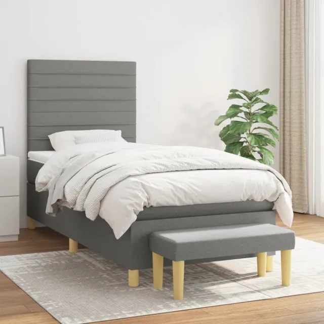 vidaXL Boxspring met matras stof donkergrijs 90x190 cm grijs