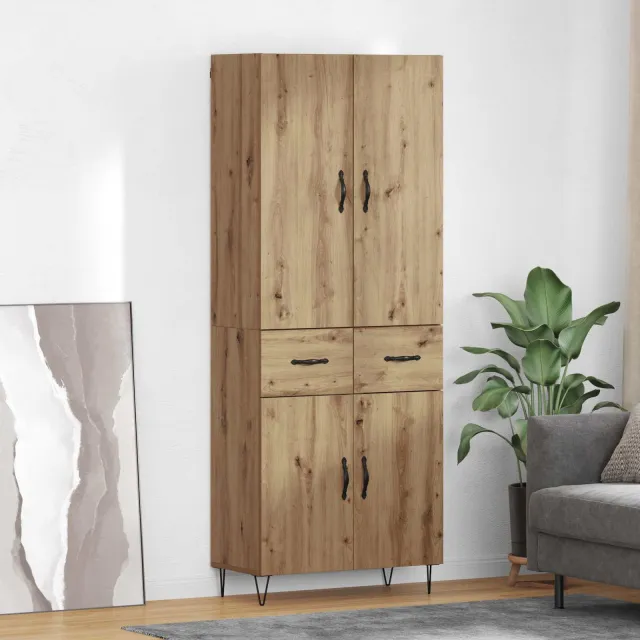 vidaXL Hoge kast 2 st Artisan Eiken 69,5 x 34 x 180 cm Bewerkt hout, foto 2