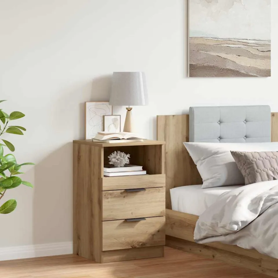 vidaXL Nachtkastje 40x36x65 cm bewerkt hout artisanaal eikenkleurig, foto 4
