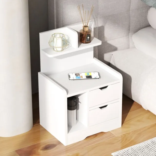STILVORA Nachtkastje - Met 2 Lades En Open Opbergvak - Voor Slaapkamer Woonkamer Of Ontvangstruimte - Hout - 40x30x60 Cm - Wit