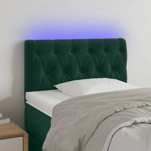 vidaXL Hoofdbord LED 80x7x78/88 cm fluweel donkergroen