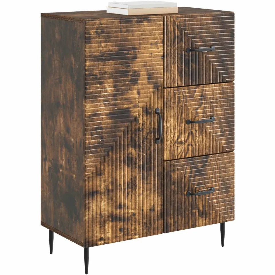 vidaXL Dressoir Gerookt eiken 66 x 34,5 x 89,5 cm Bewerkt hout Bruin
