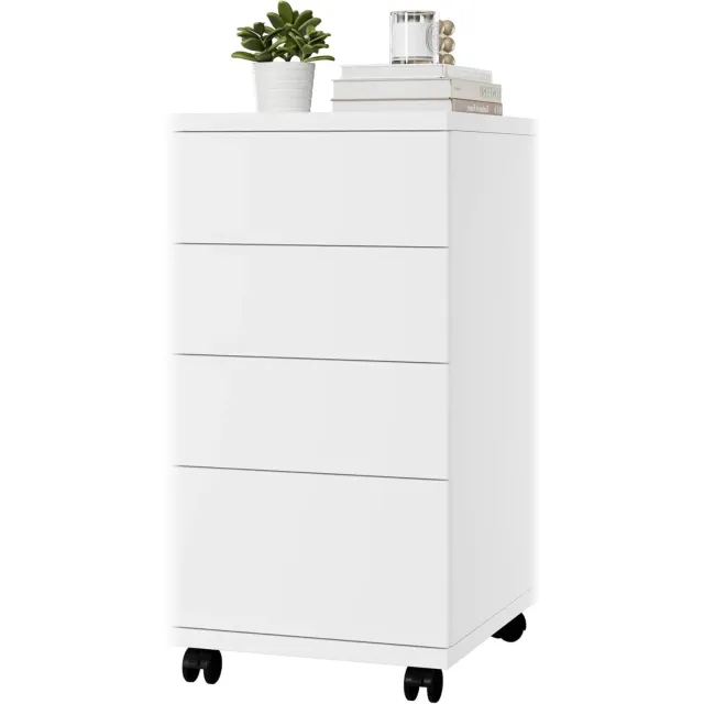 Happiq Rolgarderobe met 4 Lades - Voor Onder Bureau en Kantoor - Wit