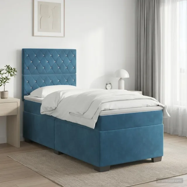 vidaXL Boxspringbed met matras Blauw 80 x 200 cm Fluweel