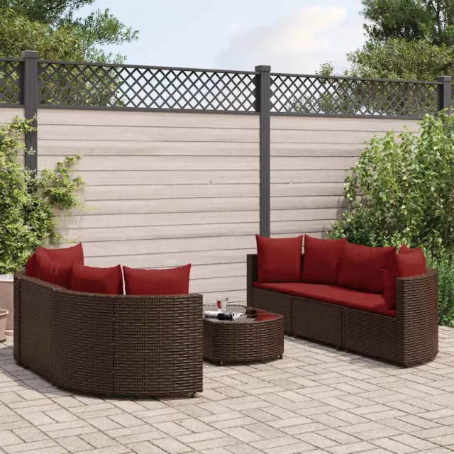 vidaXL 7-delige Loungeset met kussens poly rattan bruin, foto 2