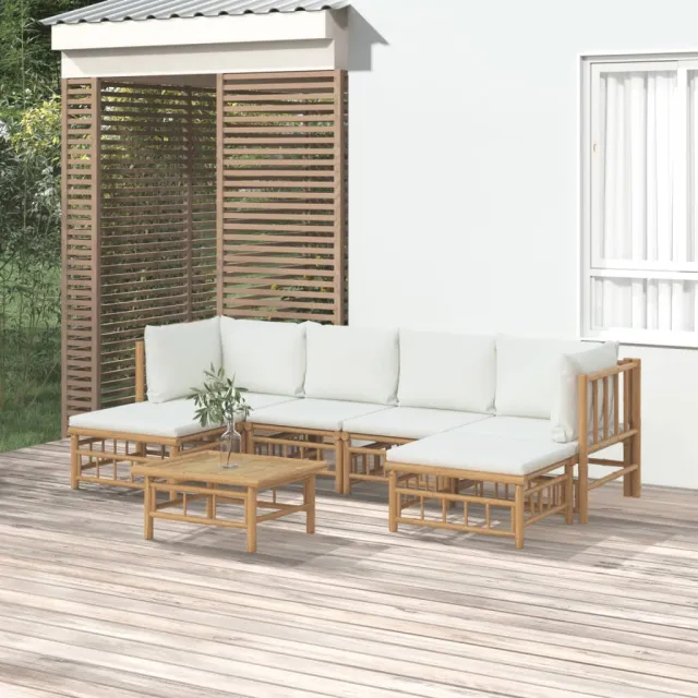 vidaXL 7-delige Loungeset met kussens bamboe crèmewit, foto 2
