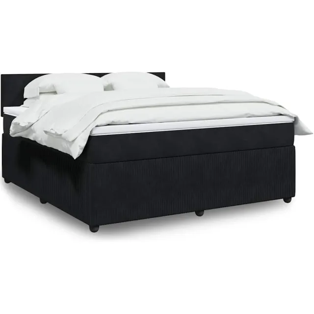 vidaXL Boxspring met matras fluweel zwart 180x200 cm