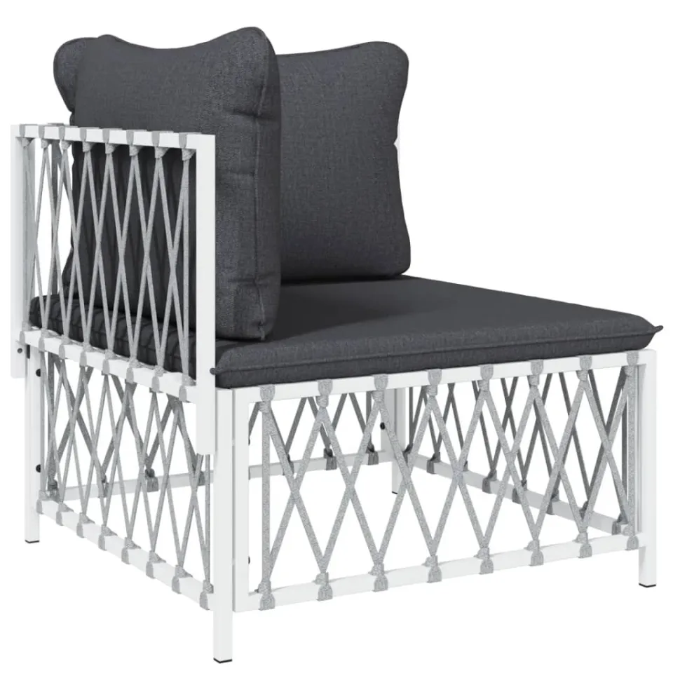 vidaXL 2-delige Loungeset met kussens staal wit, foto 3