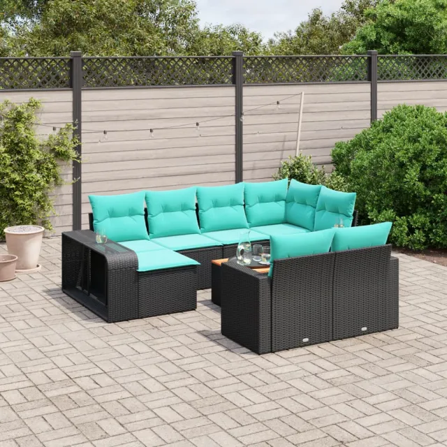 vidaXL 11-delige tuinbankset met kussens, zwart polyrotan, foto 2