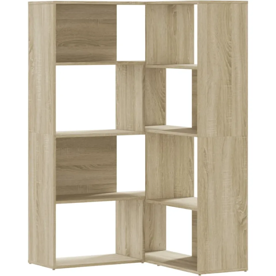 vidaXL Boekenkast 4-laags hoek 85x85x140 cm bewerkt hout sonoma eiken, foto 3