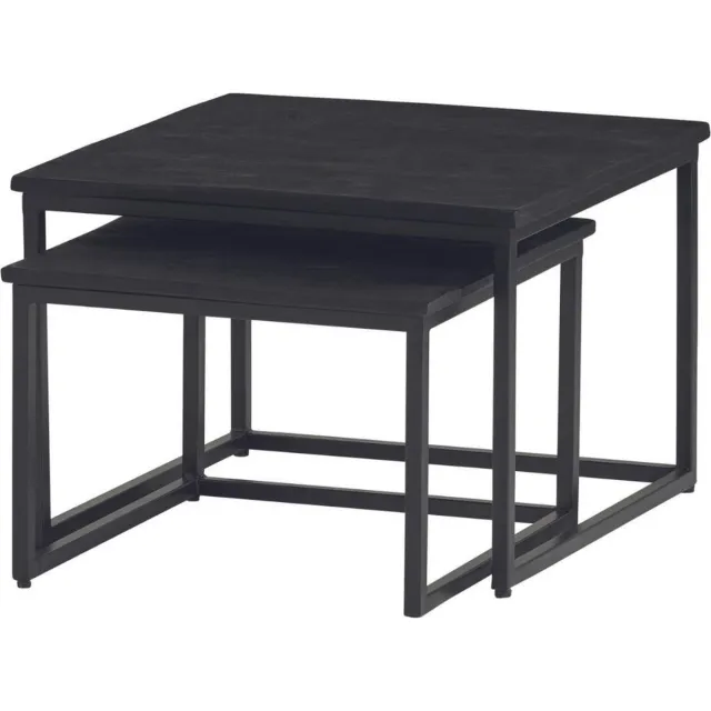 Dulaire Salontafel Set Zwart Hout Vierkant 60x60 cm