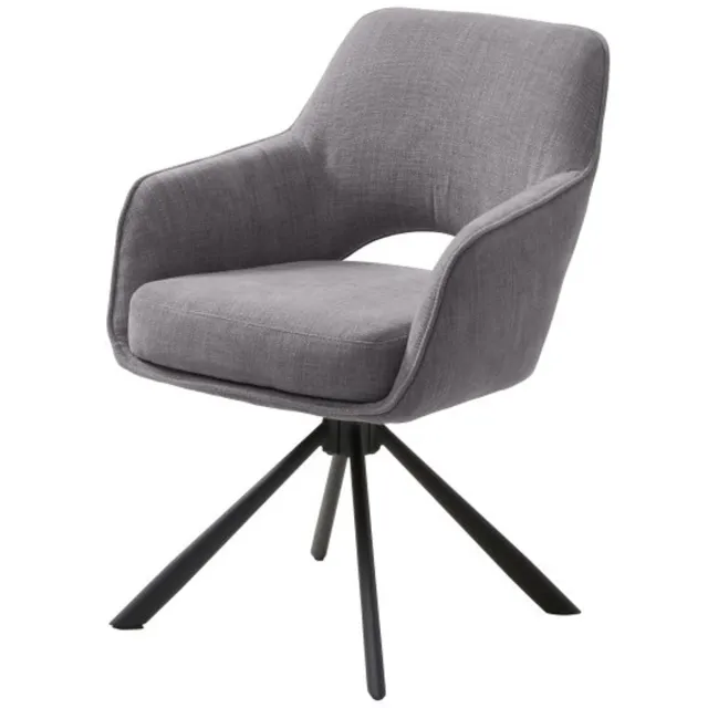 Meubelplaats Eetkamerstoel Cowley draaibaar - Chenille - Graphite - 59x65x86 cm - eetkamerstoelen set van 2