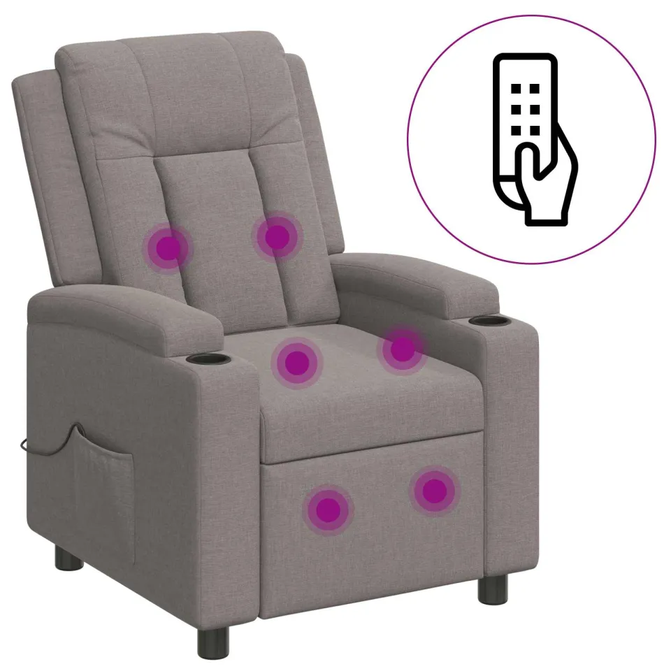 vidaXL Massage-relaxstoel Taupe 75 x 95 x 100 cm Stof, foto 3