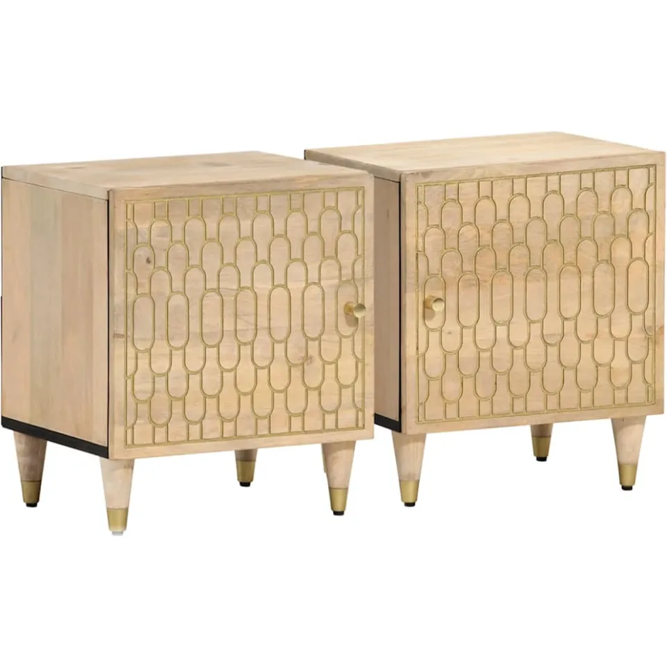 vidaXL Nachtkastjes 2 st 40x33x46 cm massief mangohout bruin