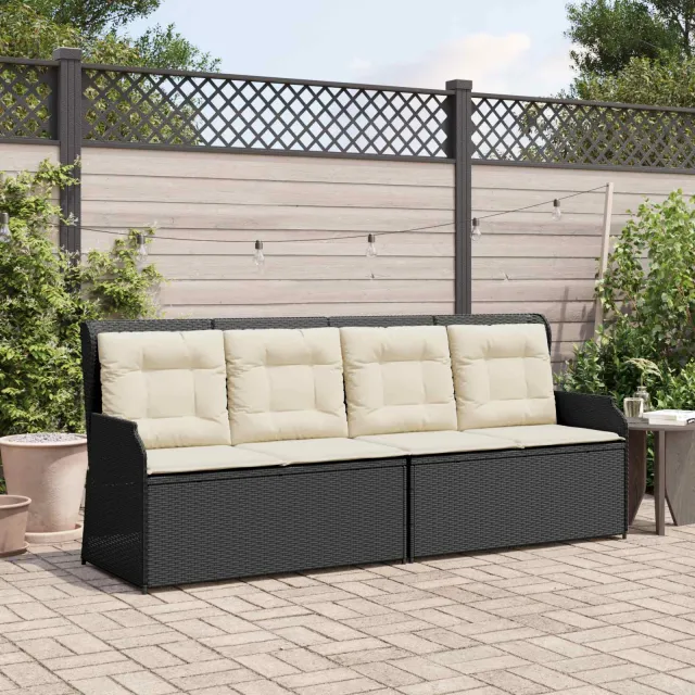 vidaXL Tuinbank 2-zits Zwart en Cream Wit poly rattan, foto 2