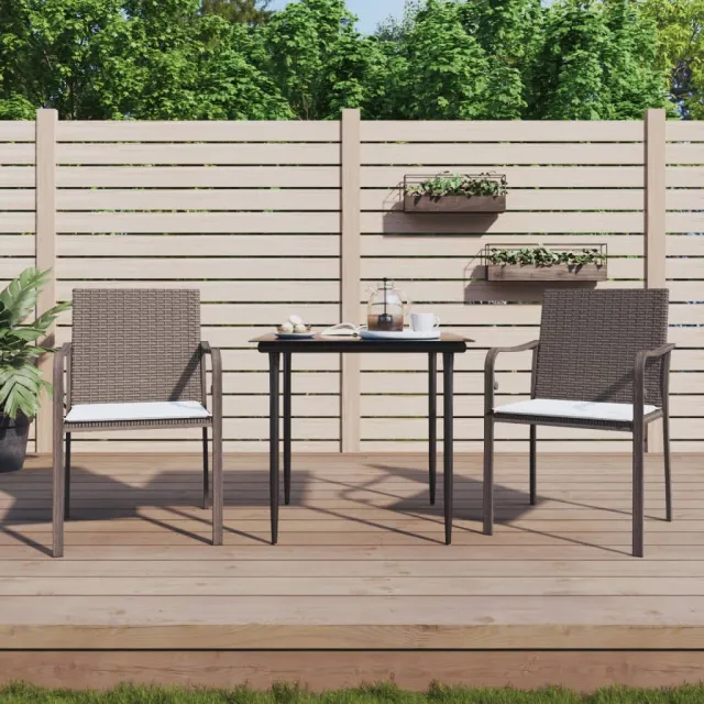 vidaXL 3-delige Tuinset met kussens poly rattan en staal, foto 2
