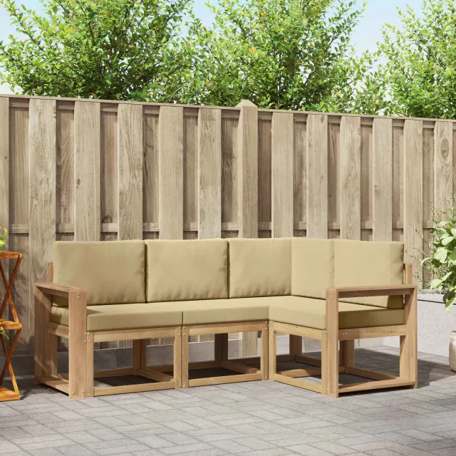 vidaXL Buiten bankenset 4 st 4-zits Wit en Beige