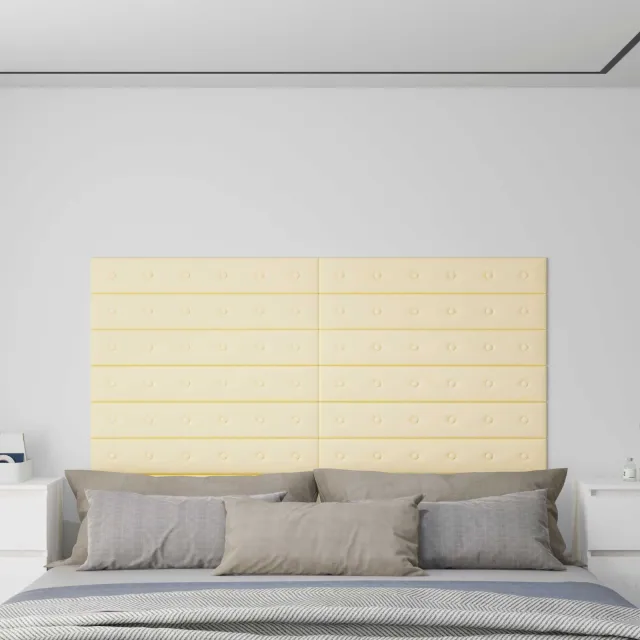 vidaXL Wandhoofdbord 12 st Crème Nep Leer