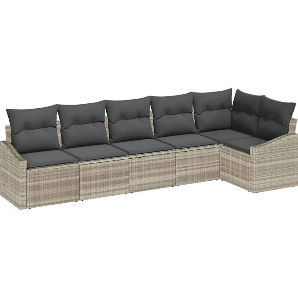 vidaXL Tuinbankenset 6 st Lichtgrijs poly rattan