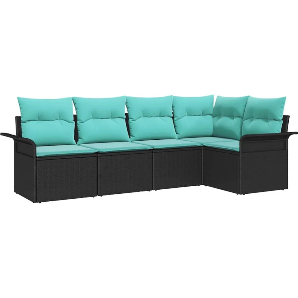 vidaXL Tuin Sofa Set 5 st Zwart poly rattan