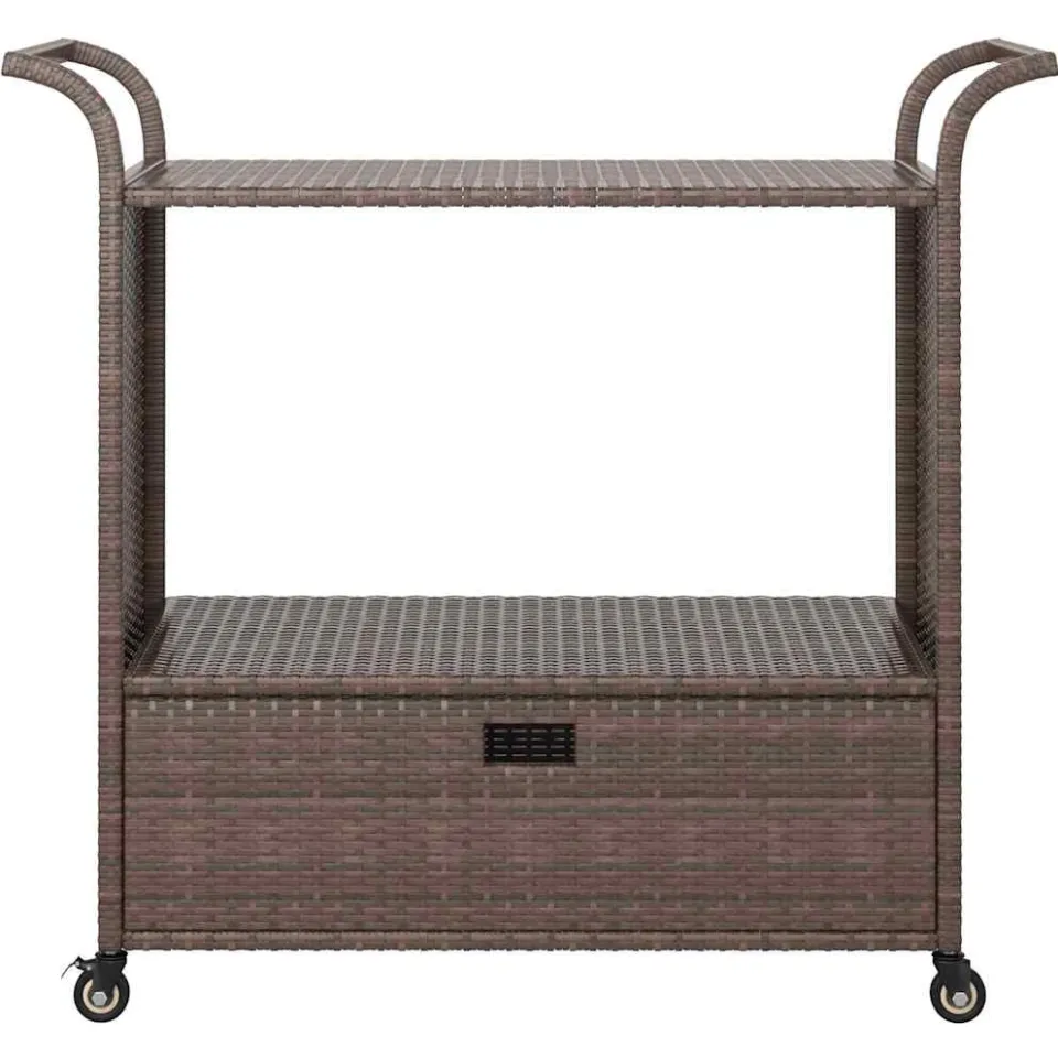 vidaXL Serveerwagen met lade 100x45x97 cm poly rattan bruin