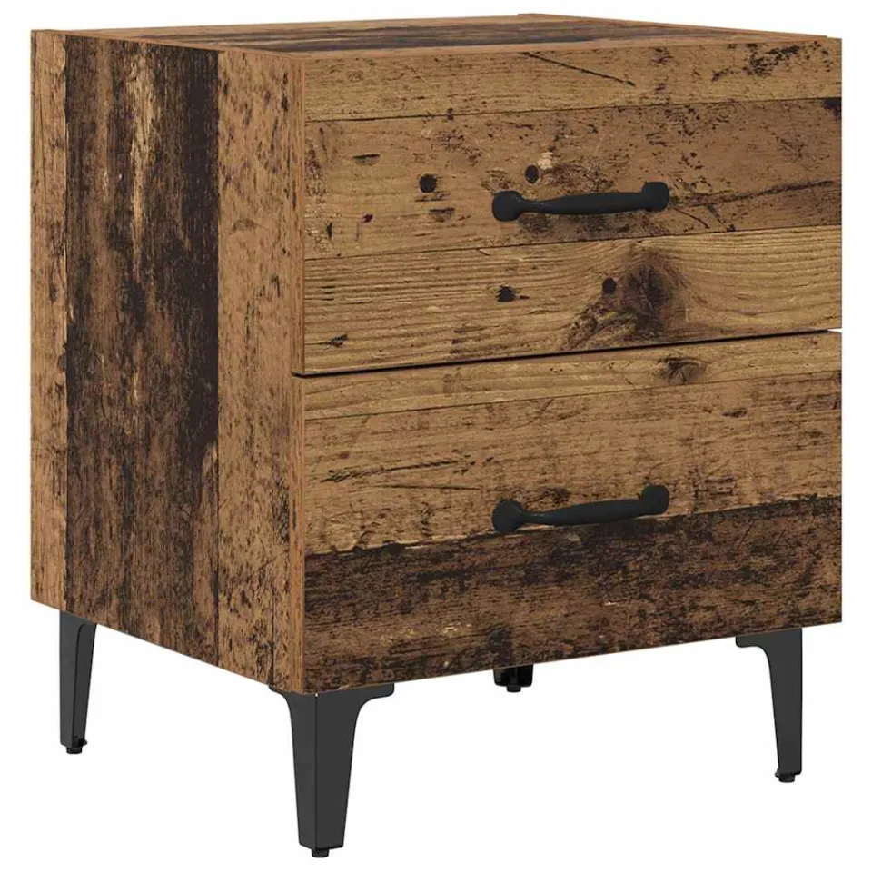 vidaXL Bed kast Oudhout 40 x 35 x 47,5 cm Bewerkt hout bruin, foto 3