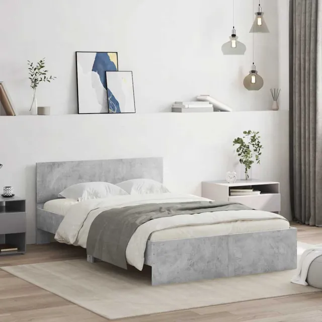vidaXL Bedframe met hoofdeinde betongrijs 135x190 cm