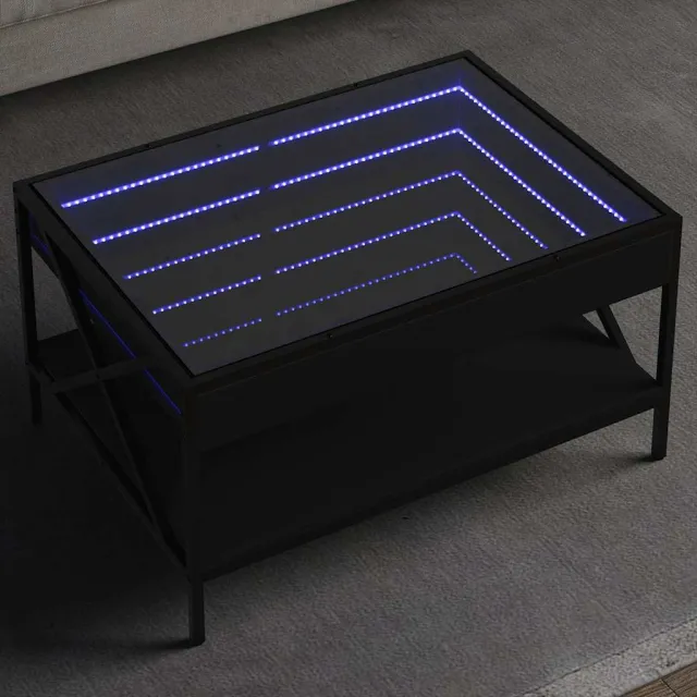 vidaXL Salontafel met Infinity LED 70x50x38 cm zwart, foto 2