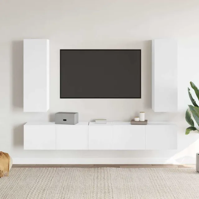 vidaXL 5-delige Tv-meubelset bewerkt hout wit, foto 2