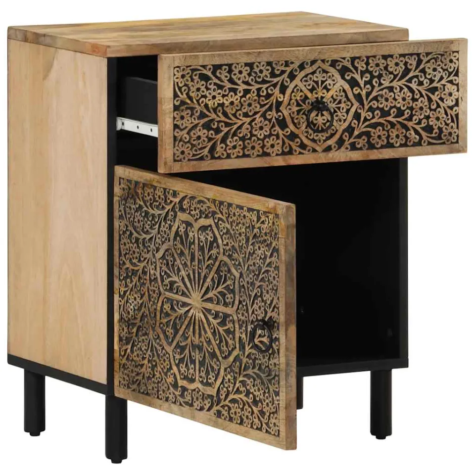 vidaXL Nachtkastje 50x33x60 cm massief mangohout bruin, foto 4
