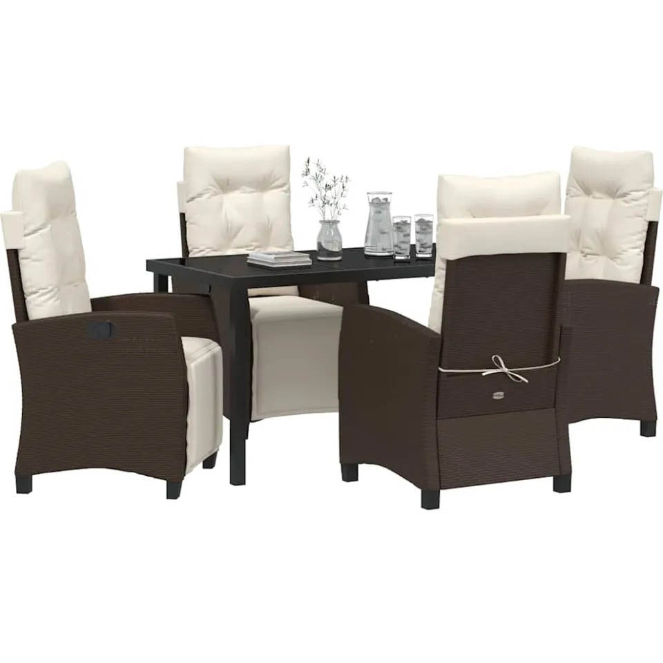 vidaXL Tuin eettafelset 5 st Bruin poly rattan