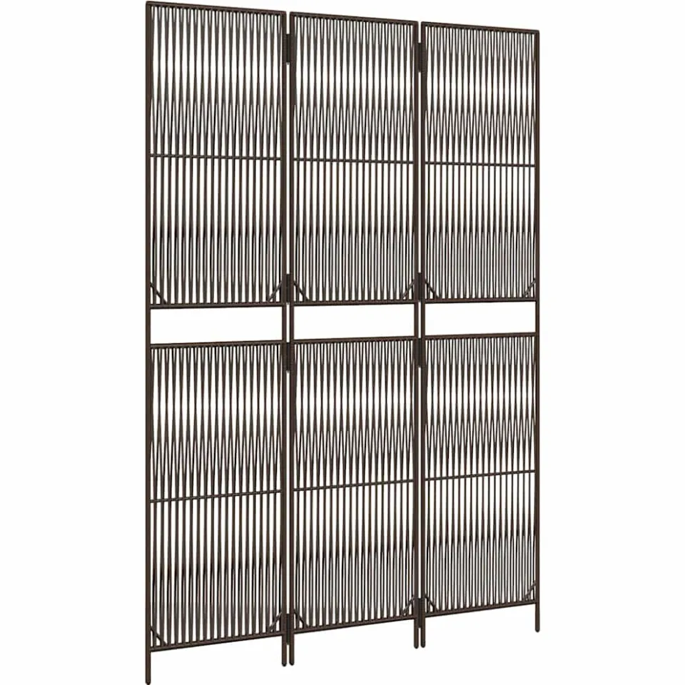 vidaXL Kamerscherm 3 panelen poly rattan bruin