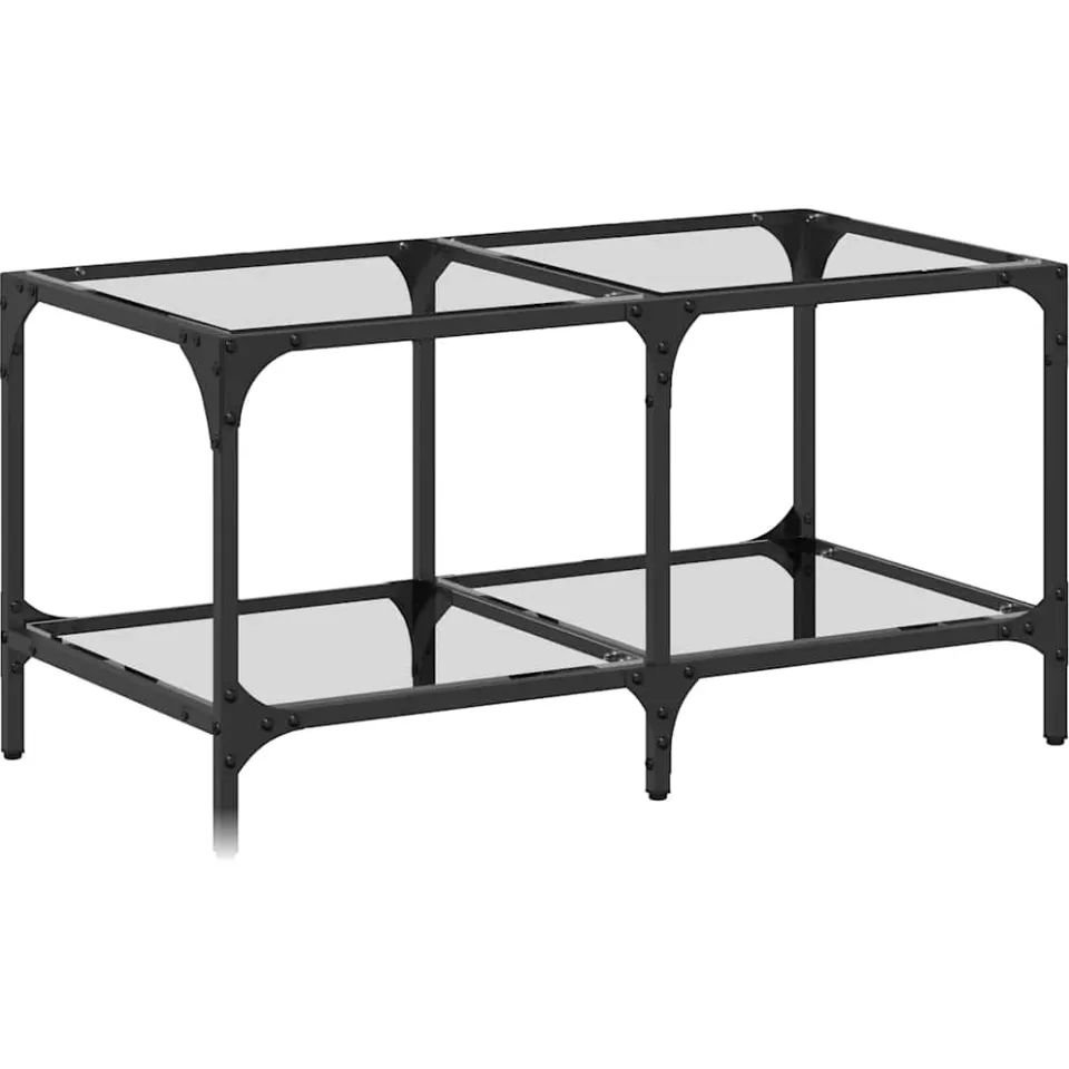 vidaXL Salontafel met transparant glazen blad 78,5x40x40 cm staal transparent, foto 3