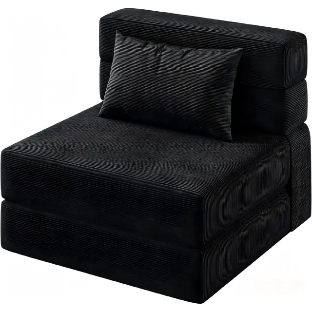 Triumpunpre Slaapbank met Kussen - 183x71x23cm - Logeerbed - Opvouwbare Slaapbank - Slaapfauteuil - Afneembare Hoes - Ruimtebesparend - Voor Woonkamer Slaapkamer Logeerkamer - Zwart