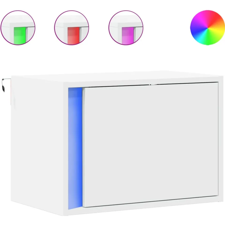vidaXL Nachtkastjes met LED's 2 st wandgemonteerd wit, foto 3