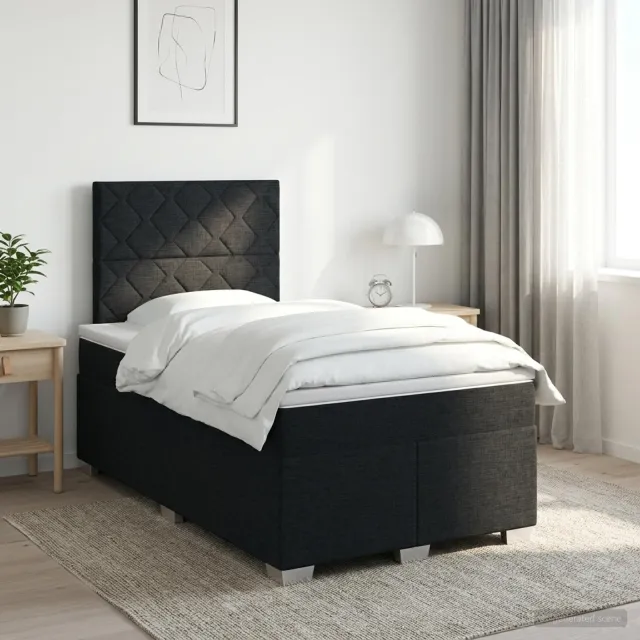 vidaXL Boxspringbed met matras Zwart 120 x 190 cm Stof